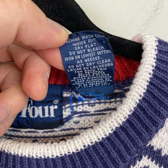 Par‎ four sweater Mens L white knit golfer snow embroidered argyle VTG - Picture 6 of 11